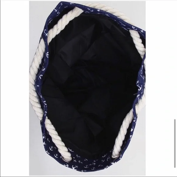 Nautical navy ivory tote bag - Picture 4 of 5